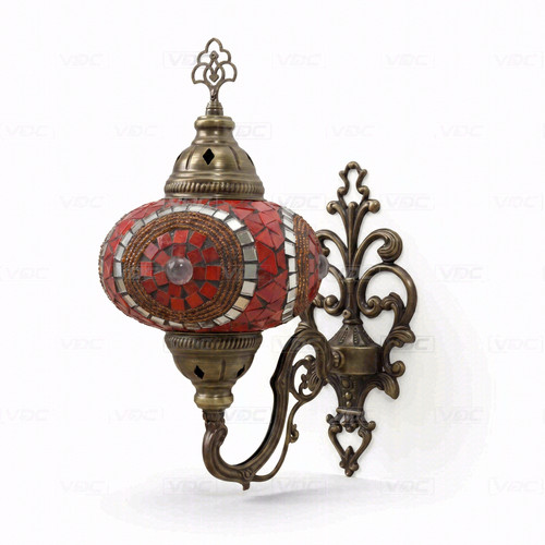 Red turkish mosaic wall sconce - red,