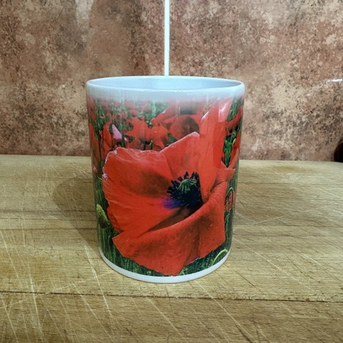 Red poppy flower mug floral - red,