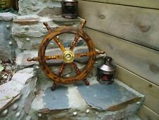 Ships wheel Mango Wood With A Antique Finish 24" across - Brass maritime Pirate