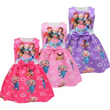 Girls Cocomelon bowknot Dress Cosplay Costume Cartoon Birthday Party Fancy Dress