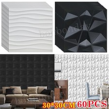 60PCS 3D PVC Wall Panels 30cm Decorative Ceiling Tile Wallpaper Cladding Diamond