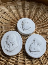 Set of Three Plaster of Paris Cameos Vintage