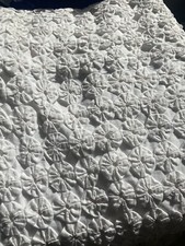 VINTAGE EDWARDIAN YO YO WHITE BE THROW DOUBLE CROCHET LACE HANDMADE LAYERED