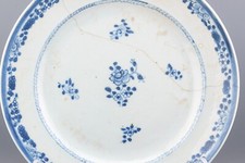 Antique Chinese Export Porcelain Plate Blue White Qianlong Era 18th Century