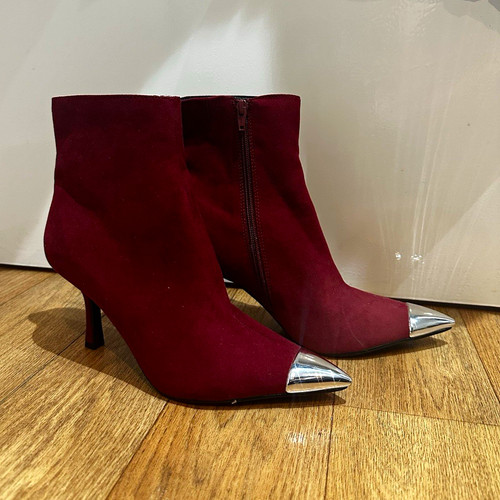 Women burgundy suede ankle - burgundy,