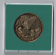 1980 New Zealand Dollar Fantail Bird. Uncirculated. Cased.