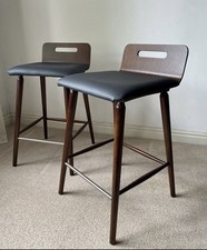 Bar Stool Counter Height 16 No. Available. Walnut Frame + Black ‘leather’ Seat