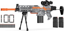 Automatic Toy Gun Sniper with Scope 3 Modes Toy Foam Blasters with Bipod 2 Mags