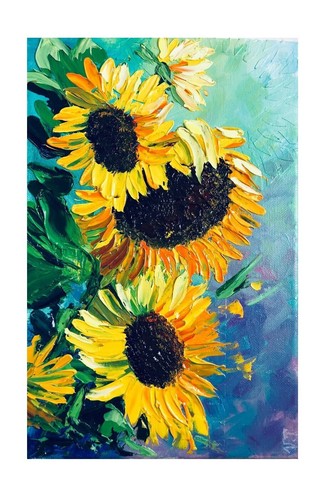 Sunflowers textured basis - sunflowers, on