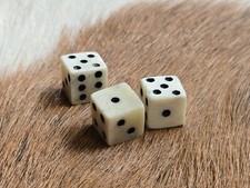 Dice, Set of 3 Cow Bone Gambling Die Post Medieval dice, LARP Reenactment