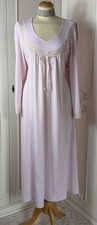 David Nieper Size L 16 Luxury Cotton & Lace Pink Long Sleeved Nightdress Nightie