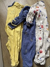 Mamas & Papas Bundle 3 Sleepsuits 3-6 Months. Space Theme. Excellent Condition