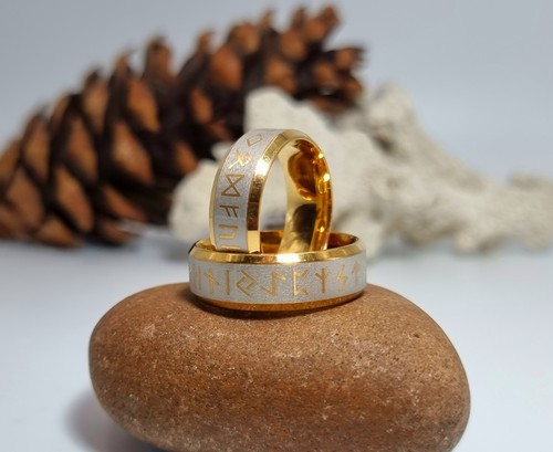 Mens viking gold rune - mens, ring