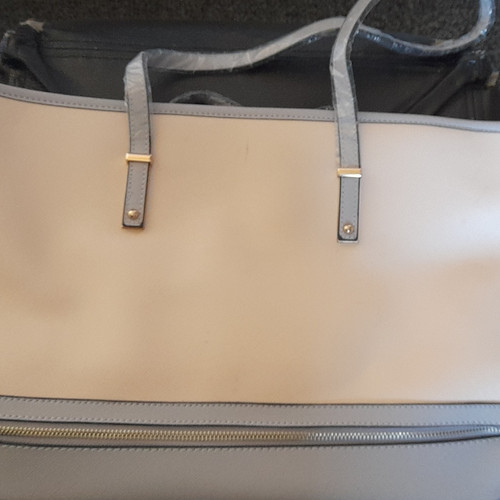 Beige grey faux - faux, leather
