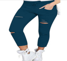 Womens Ripped Denim Stretchy Fit Skinny Jeans Jeggings Ladies Plus Sizes 10 - 24