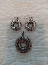 JOHN HARDY Sterling KALI PEBBLE STONE DONUT Pendant/Earrings POUCH/3 CLOTHS Dot