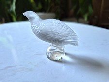 LALIQUE Frosted Crystal Quail " Perdrix Inquiete" Bird Sculpture