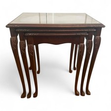 Carved Nest of 3 Side Tables – Antique-Style Occasional Tables - Nesting Tables