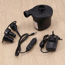 DUAL AIR PUMP 12v 240v BATTERY MAINS PLUG FOOT AIR BED BLOW UP