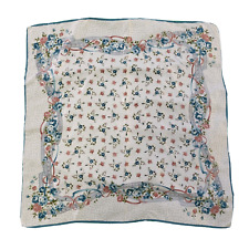 D759 WOMEN'S LAURA ASHLEY CREAM FLORAL SQUARE NECK HEAD SILK SCARF 33" X 33"