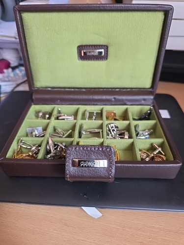 Dulwich leather cufflinks box - leather,