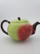 Vintage Carlton Ware Pottery Novelty Teapot - Green/Red Apple
