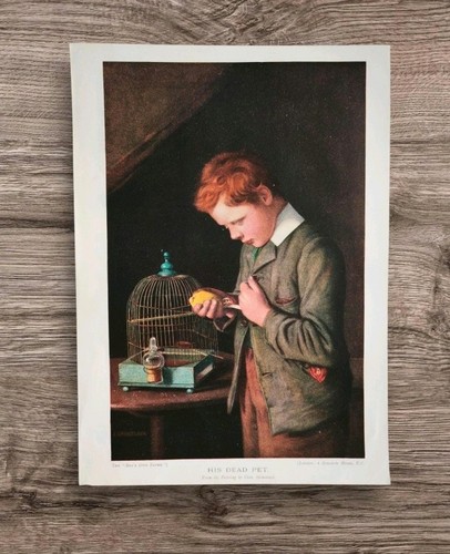 Antique 1912 sad - boy, holding