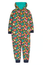 Frugi Kernow Indigo Blue Flowers Printed Snuggle Suit - Multi Floral (Imperfect)