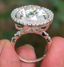 Rare 9.50 Ct Certified White Diamond Solitaire Cocktail Ring -Free Diamond Studs