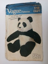 Uncut Vintage Vogue 1980s Panda Bear Toy Animal Linda Carr Sewing Pattern 9768