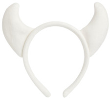 White Plush Devil Horns Halloween Demon Fancy Dress Accessory Headband