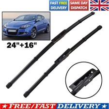 For Renault Megane Mk3 2009-2016 Front Windscreen 24" 16" Flat Wiper Blades Set