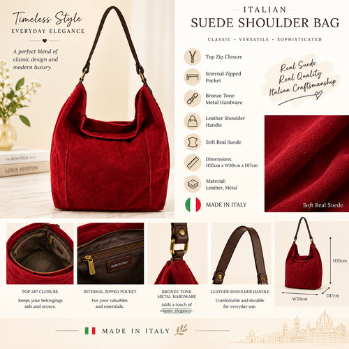 Real suede bucket - suede, shoulder