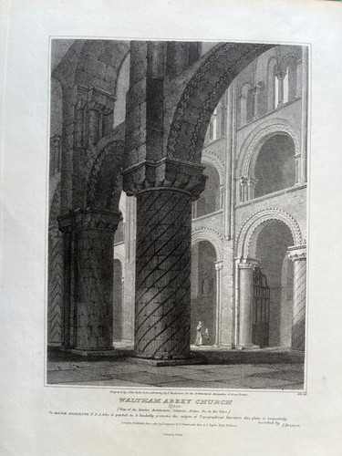 1810 antique print waltham - print;,