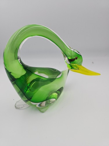 Hand blown green - green, swan