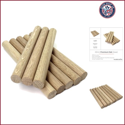 20mm oak dowel 200mm length - oak,