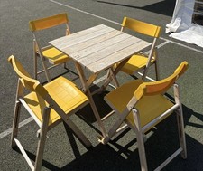 Wooden Garden Table Small Folding Coffee Side Patio Outdoor Set of 4 Chairs