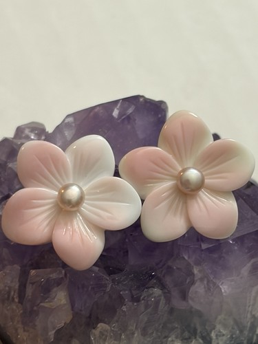 Sterling silver pink conch - silver,