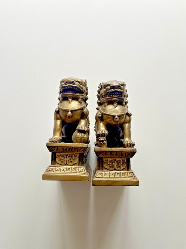 Pair chinese foo dogs - pair, 6.5"