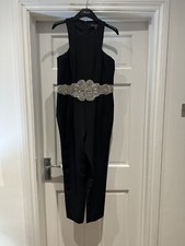 Forever Unique Black Beaded Jumpsuit Size 12