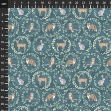Fat Quarter Blank’s Jaded Forest Medallions Owl Fox Deer Hare 100% Cotton Fabric