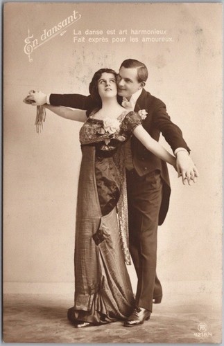French dancing photo rppc - french,