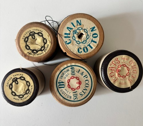 Vintage wooden cotton - cotton, reels