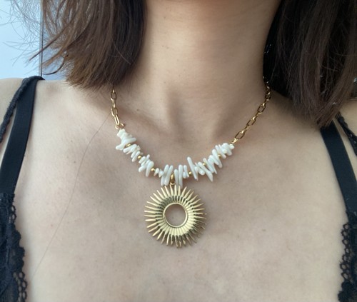 White coral chip - white, necklace