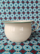  Vintage Enamel Ware Kockums Sweden Retro Storage Green And Cream Chamber Pot 