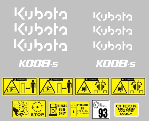 Decal sticker set for kubota - decal, for: