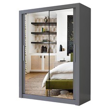 Milan Modern full mirror Sliding door Wardrobe in 5 Sizes 4 Colors