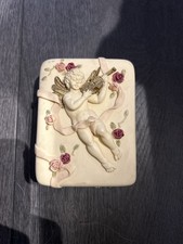 Dezine Cherub Trinket Box Hand Painted 1994