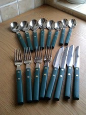 Stainless Steel Bistro Cutlery Set Dark Green 16 pc