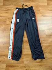 Puma Popper Joggers Men's Medium Navy Blue Pull On Drawstring Snap On Right Leg